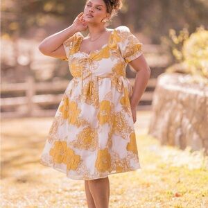 Floral Yellow and White Dress